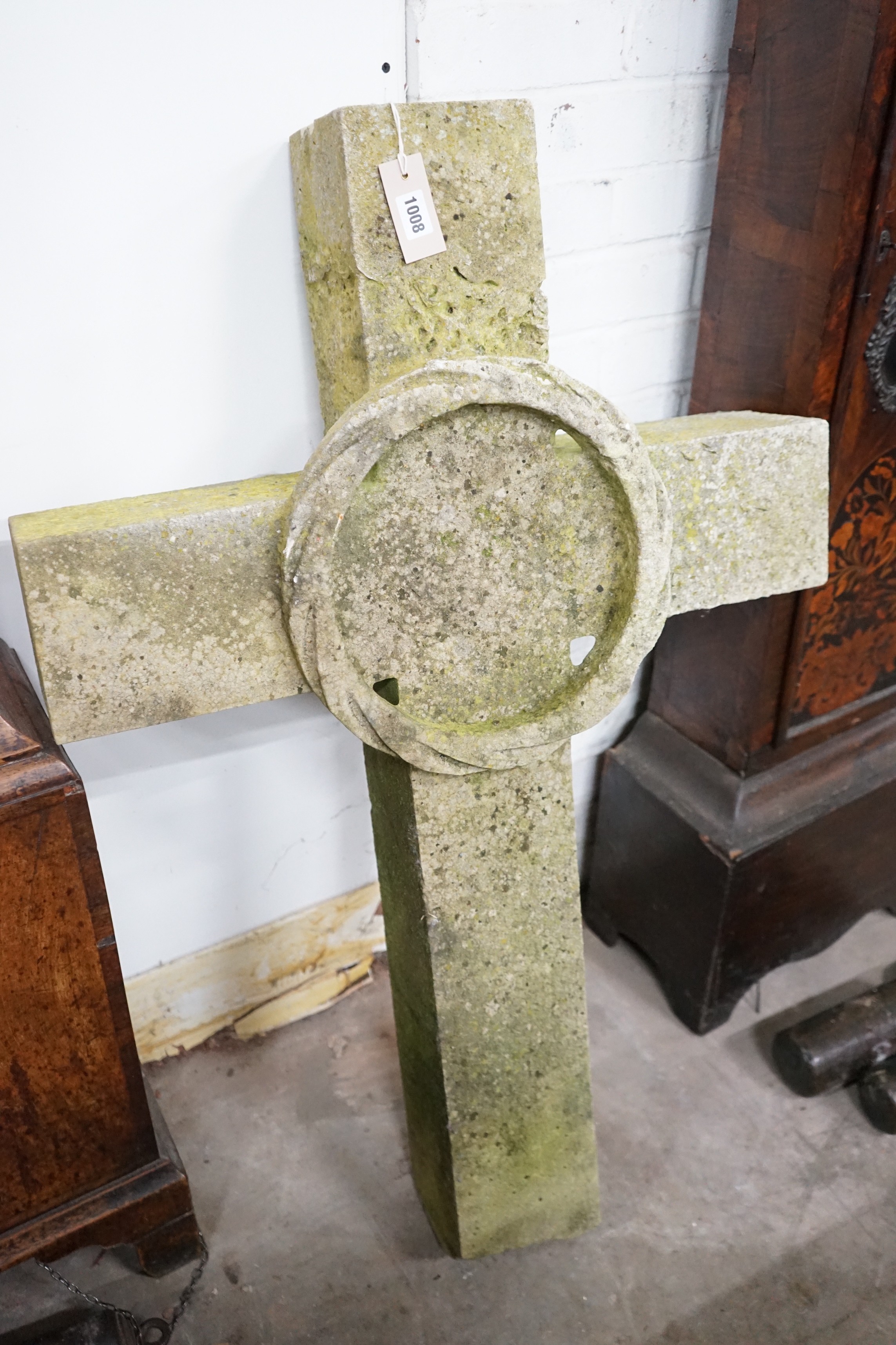 A marble cross, width 70cm, height 103cm